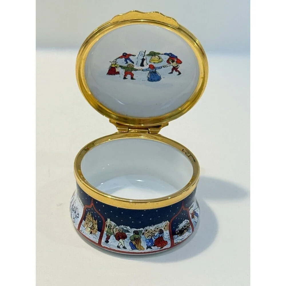 Vtg Halcyon Days Enamel Box English Christmas Limited Edition 1993 Original Box